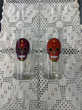 Day of the Dead Sugar Skull Pint Glasses - Set of 2